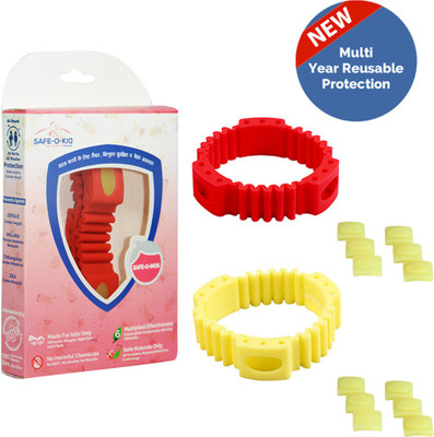 Safe-O-Kid Set of 2 YELLOW+RED TRIPLE POWER Anti-Mosquito Band+6 FREE Mos Patches+12 Refills, DEET-Free, Reusable, Mosquito Repellent Band(Pack of 2)
Safe-O-Kid Set of 2 YELLOW+RED TRIPLE POWER Anti-Mosquito Band+6 FREE Mos Patches+12 Refills, DEET-Free, Reusable, Mosquito Repellent Band(Pack of 2)