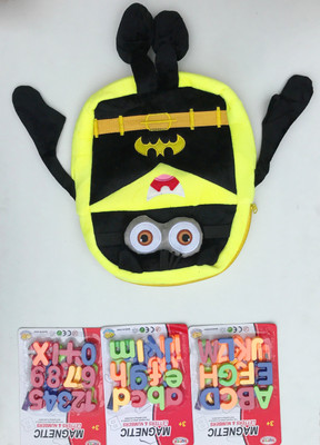 Aparnas Minion school bag with Batman with hanging legs picture and magnetic captial and small alphabets abcd and numbers for kids - 25 cm(Multicolor)
Aparnas Minion school bag with Batman with hanging legs picture and magnetic captial and small alphabets abcd and numbers for kids - 25 cm(Multicolor)