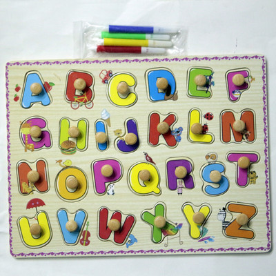 Hnt Kids wooden pegged alphabet puzzle with colouring activity and sketch pens(29 Pieces)
Hnt Kids wooden pegged alphabet puzzle with colouring activity and sketch pens(29 Pieces)