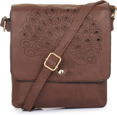Style Villaz Women Casual Brown Leatherette Sling Bag