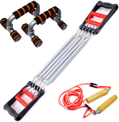 GB Combo Of 5 Spring Chest expander + Push Up And Wooden Skipping Rope Gym & Fitness Kit
GB Combo Of 5 Spring Chest expander + Push Up And Wooden Skipping Rope Gym & Fitness Kit