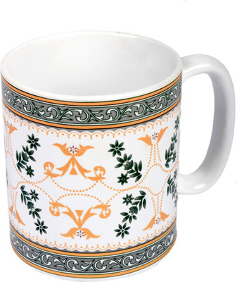 M J Style mug Ceramic Mug(300 ml), Green;white