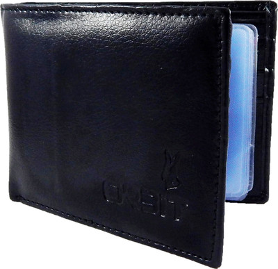 Orbit Men Black Genuine Leather, Fabric Card Holder(14 Card Slots)