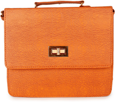 CRAWLER Girls Casual Tan Leatherette Messenger Bag