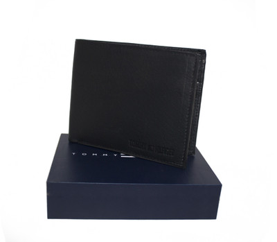 Nietz Men Black Genuine Leather Wallet(6 Card Slots)
