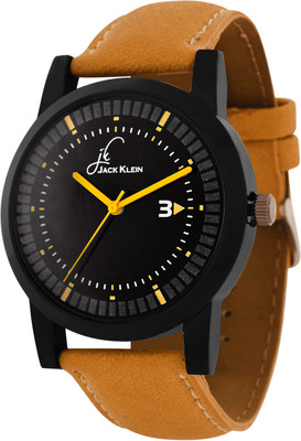 Jack Klein Stylish Black Round Dial Strap Watch - For Men