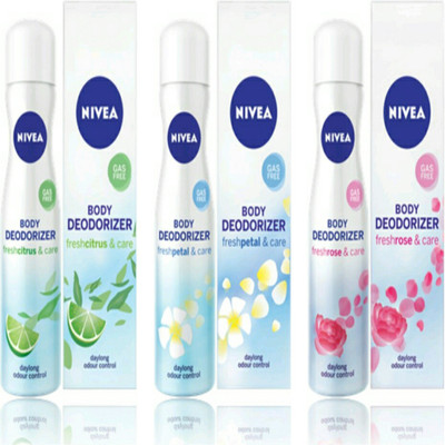 Nivea fresh citrush,fresh petal & fresh rose Deodorant Spray - For Women(120 ml, Pack of 3)
Nivea fresh citrush,fresh petal & fresh rose Deodorant Spray - For Women(120 ml, Pack of 3)