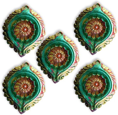 Anant Terracotta (Pack of 5) Table Diya Set(Height: 2 inch)