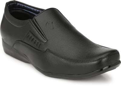 BIG JUNIOR Black Leather Look Office Formal Shoes Slip On For Men(Black