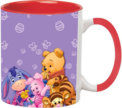 Ashvah Winnie The Pooh Ceramic Mug(350 ml), Red