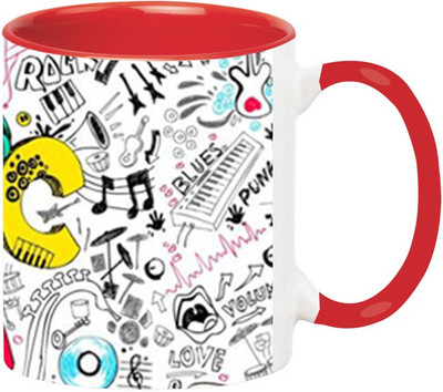 Ashvah Music Ceramic Mug(350 ml), Red