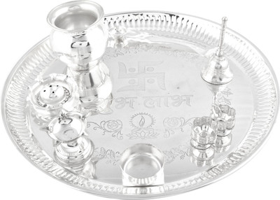 Ellegent Glow 11 inchi 8 Pcs Pooja Thali Set. ( 28cmx28cmx7cm) Silver Plated(9 Pieces, Silver)
Ellegent Glow 11 inchi 8 Pcs Pooja Thali Set. ( 28cmx28cmx7cm) Silver Plated(9 Pieces, Silver)