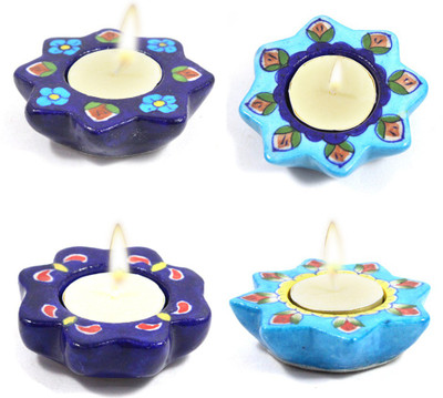 India Meets India Blue Pottery Art Handmade Decorative Diyas Or Ceramic Diya Set/Tealight Holder with Tealights Candles Qty -4 (0105HOBP00029) Ceramic 4 - Cup Candle Holder(Multicolor, Pack of 4)
India Meets India Blue Pottery Art Handmade Decorative Diyas Or Ceramic Diya Set/Tealight Holder with Tealights Candles Qty -4 (0105HOBP00029) Ceramic 4 - Cup Candle Holder(Multicolor, Pack of 4)