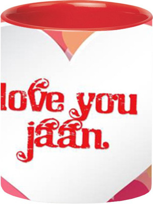 Ashvah I love Jaan Ceramic Mug(350 ml), Red