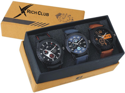 Rich Club Multi~Colour Three Watch Combo Watch - For Men
