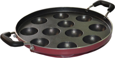 Greenchef 11 ROUND Paniyarakkal(Aluminium, Non-stick), Black