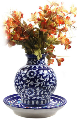 India Meets India Blue Pottery Handmade Ceramic Floral Design Flower Vase or Pot With Wall Plate Stand Base Ceramic Vase(9 inch, Blue)
India Meets India Blue Pottery Handmade Ceramic Floral Design Flower Vase or Pot With Wall Plate Stand Base Ceramic Vase(9 inch, Blue)