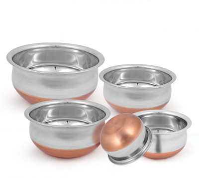 Kitchen Krafts COPPER BOTTOM SET OF 3 Handi 400 ml, 700 ml, 1000 ml, (Stainless Steel, Non-stick) Handi 1 L(Stainless Steel, Non-stick)
Kitchen Krafts COPPER BOTTOM SET OF 3 Handi 400 ml, 700 ml, 1000 ml, (Stainless Steel, Non-stick) Handi 1 L(Stainless Steel, Non-stick)