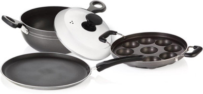 Greenchef Any Time Combo Paniyarakkal Set(Aluminium, Non-stick), Grey