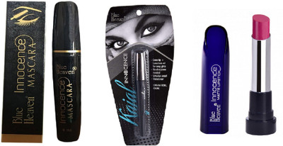 Blue Heaven Innocence MASCARA,KAJAL WITH MATE LIPSTICK-MAUVE-010(Set of 3)