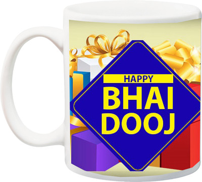Stylotrendz Happy Bhaidooj Best gift for Bhaiyadooj Ceramic Mug(325 ml), White