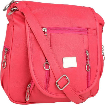 TESKA Girls Casual Pink PU Sling Bag