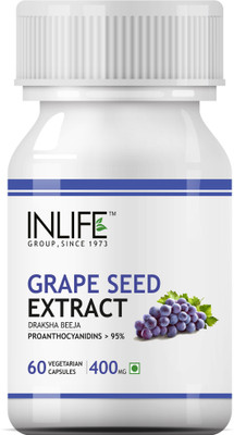 Inlife Grape Seed Extract (Proanthocyanidins > 95%) 400 mg - 60 Veg. Capsules(60 No)
Inlife Grape Seed Extract (Proanthocyanidins > 95%) 400 mg - 60 Veg. Capsules(60 No)