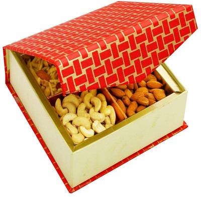 Ghasitaram Gifts Red Checks Dryfruits(400 g, Box)