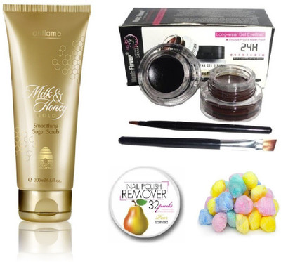 Oriflame Sweden Milk and Honey Gold Smoothing Oriflame Sugar Scrub - 200 gm with Music Flower 2 in 1 Long Wear Gel Eyeliner (Black + Brown)(Set of 4)
Oriflame Sweden Milk and Honey Gold Smoothing Oriflame Sugar Scrub - 200 gm with Music Flower 2 in 1 Long Wear Gel Eyeliner (Black + Brown)(Set of 4)