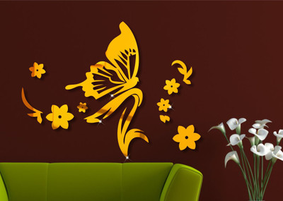 Naveed arts Acrylic sticker Sticker(Pack of 12, Gold mirror