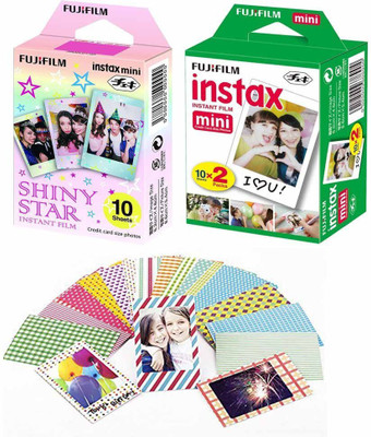 Fujifilm Instax Mini White (10X2) Or Shiny Star (10X1) Film Roll(Yes 800 ISO Pack of 2)
Fujifilm Instax Mini White (10X2) Or Shiny Star (10X1) Film Roll(Yes 800 ISO Pack of 2)