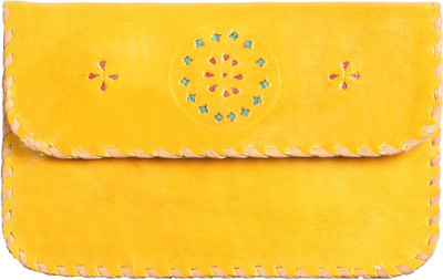 The Indian Handicraft Store Party Yellow Clutch
