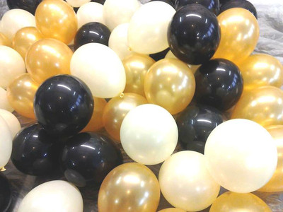 TOYXE Solid 40412 Pearlized latex toy balloons Balloon(Black, White, Gold, Pack of 100)
TOYXE Solid 40412 Pearlized latex toy balloons Balloon(Black, White, Gold, Pack of 100)