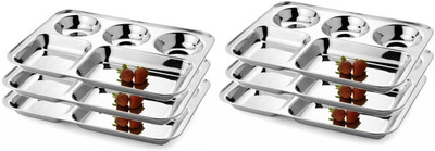 Premi Bartan Bhandar Stainless Steel Compartment Plate - 5 in 1 | Set of 6 Pcs | Dinner Plates(Pack of 6)
Premi Bartan Bhandar Stainless Steel Compartment Plate - 5 in 1 | Set of 6 Pcs | Dinner Plates(Pack of 6)