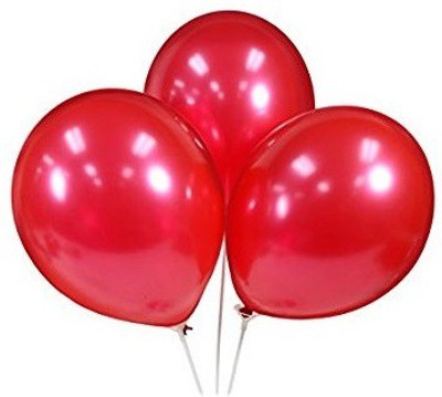 TOYXE Solid 40212 Metallic HD Latex Toy Balloon(Red, Pack of 100)