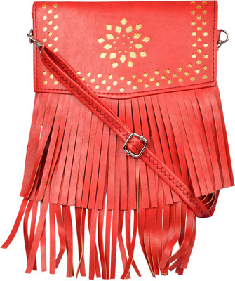 Exotique Women Casual Pink Leatherette Sling Bag