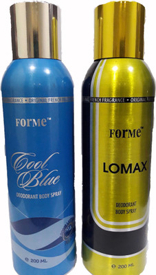 Forme LOMEX + COOL BLUE DEODRANT BODY SPRAY COMBO FOR MEN 200ML Body Spray - For Men(200 ml, Pack of 2)
Forme LOMEX + COOL BLUE DEODRANT BODY SPRAY COMBO FOR MEN 200ML Body Spray - For Men(200 ml, Pack of 2)