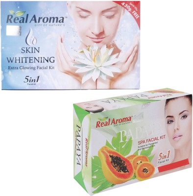 real aroma Skin Whitning Papaya Facial kit 740 g(Set of 2)