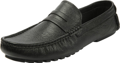Heels & Shoes Natural Leather Slip-on Loafers Loafers For Men(Black