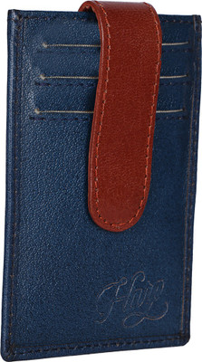 Harp Men Blue Genuine Leather Wallet(4 Card Slots)