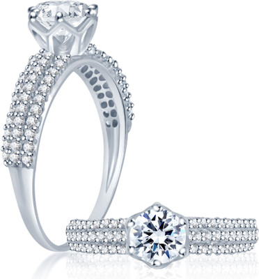 Divastri Alloy Cubic Zirconia Rhodium Plated Ring, White