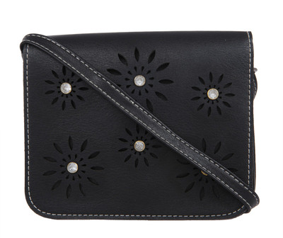 Fur Jaden Women Casual Black PU Sling Bag