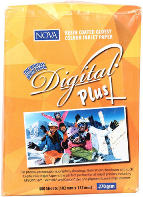 Nova RC Glossy inkjet paper 270 gsm ( 4inx6in) unruled 4x6 Inkjet Paper(Set of 1, White)
Nova RC Glossy inkjet paper 270 gsm ( 4inx6in) unruled 4x6 Inkjet Paper(Set of 1, White)