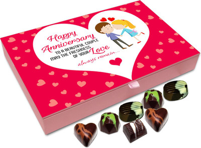 Chocholik Gift Box - Happy Anniversary To The Beautiful Couple Chocolate Box - 12pc Truffles(144 g)
Chocholik Gift Box - Happy Anniversary To The Beautiful Couple Chocolate Box - 12pc Truffles(144 g)