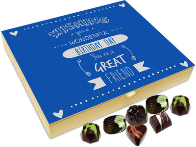 Chocholik Gift Box - Wishing A Wonderful Birthday To My Wonderful Friend Chocolate Box - 20pc Truffles(240 g)
Chocholik Gift Box - Wishing A Wonderful Birthday To My Wonderful Friend Chocolate Box - 20pc Truffles(240 g)
