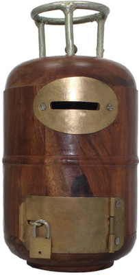 Worthy Shoppee Wooden Money Bank Cylinderical Antique Kids Piggy Coin Box Gifts Coin Bank(Brown)