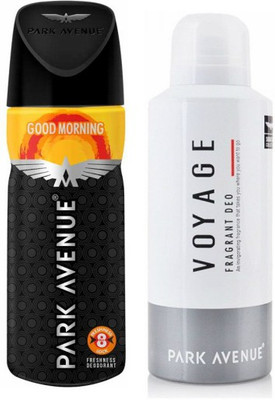 Park Avenue 1 Good Morning and 1 Voyage Deodorant Combo Pack of 2 Deodorant Spray - For Men(260 ml, Pack of 2)
Park Avenue 1 Good Morning and 1 Voyage Deodorant Combo Pack of 2 Deodorant Spray - For Men(260 ml, Pack of 2)