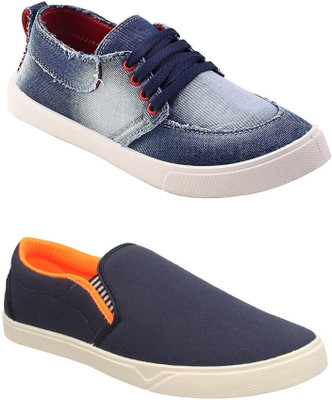 Chevit Men's Combo Pack of 2 Sneakers For Men(Blue, Orange