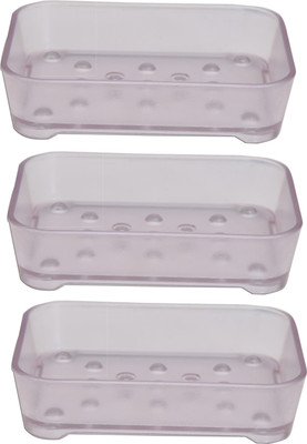 SSS - Counter Soap Dish Set of 3 pcs Acrylic Unbreakable(Transparent)