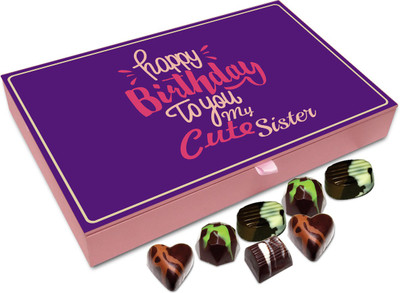 Chocholik Gift Box - Happy Birthday To My Cute Sister Chocolate Box - 12pc Truffles(144 g)
Chocholik Gift Box - Happy Birthday To My Cute Sister Chocolate Box - 12pc Truffles(144 g)